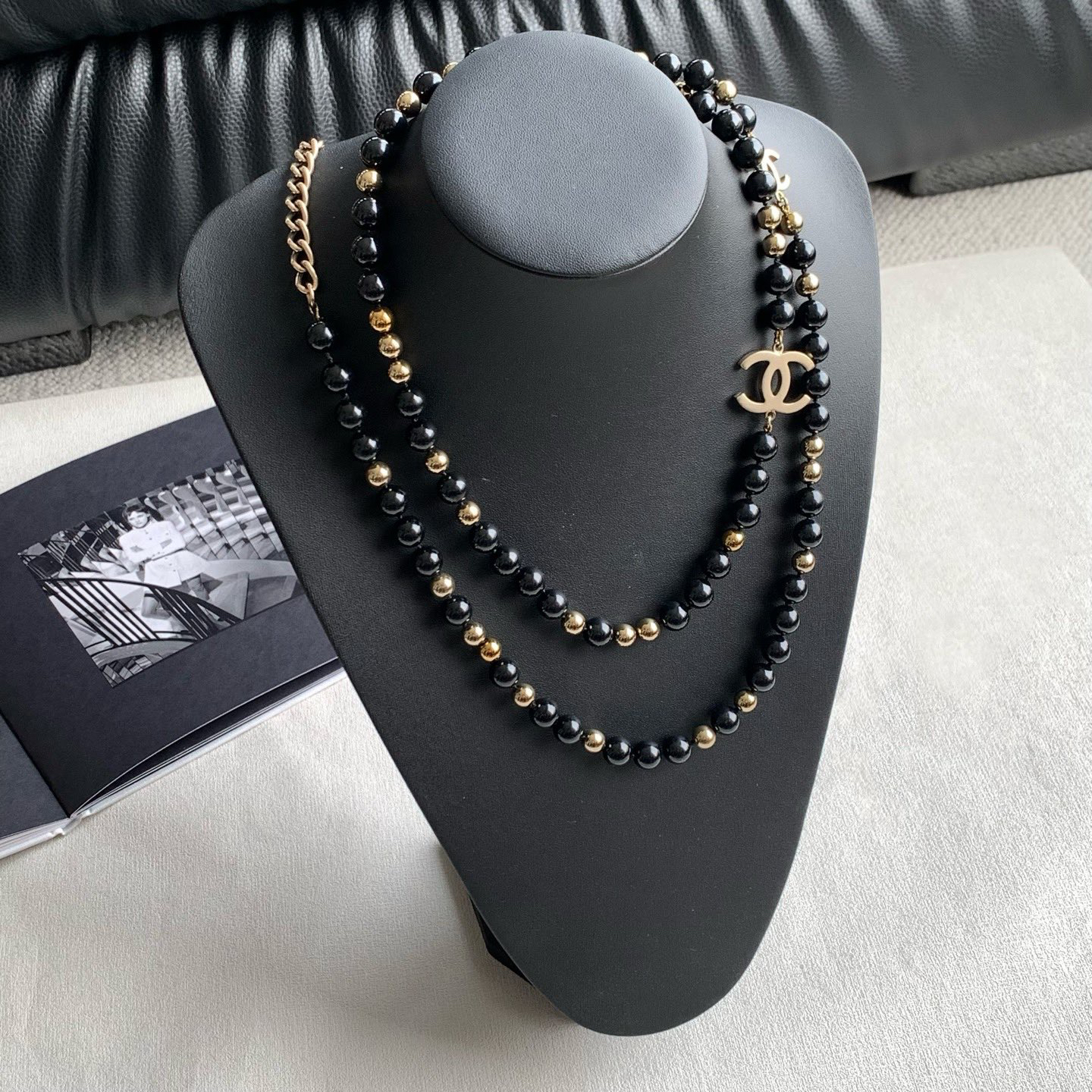 95新 Chanel/香奈儿 黑金珍珠重工项链 16S 15229577