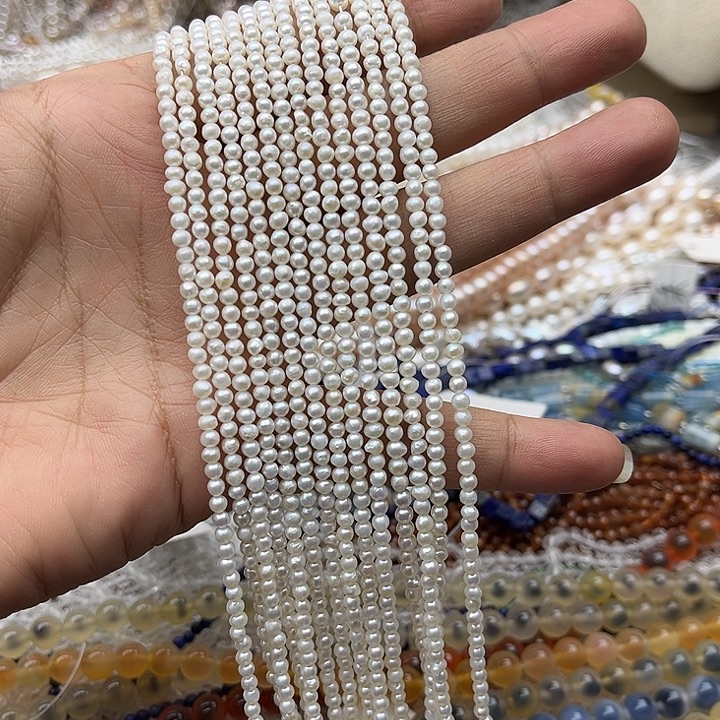 玛瑙/玉髓未镶嵌珠宝半成品一条3mm左右极光珍珠