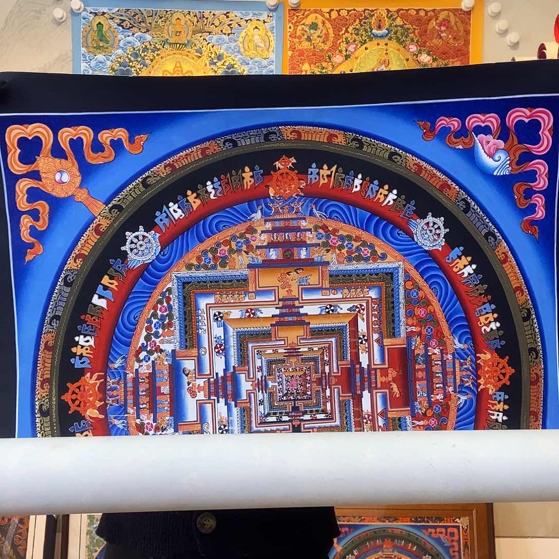 卷轴画纯手绘坛城唐卡50厘米左右
