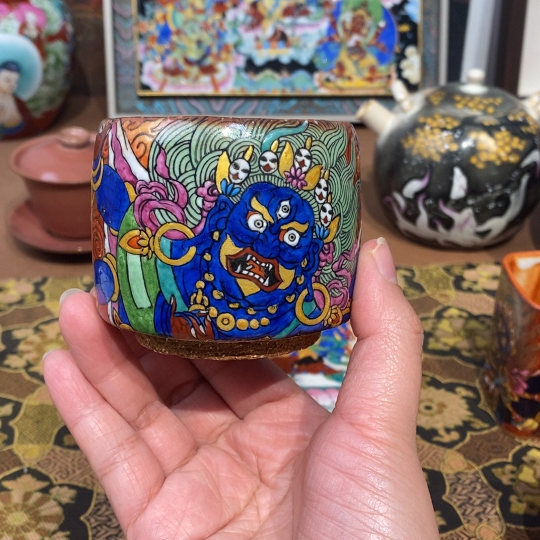 组***弄手工手绘大黑天茶杯