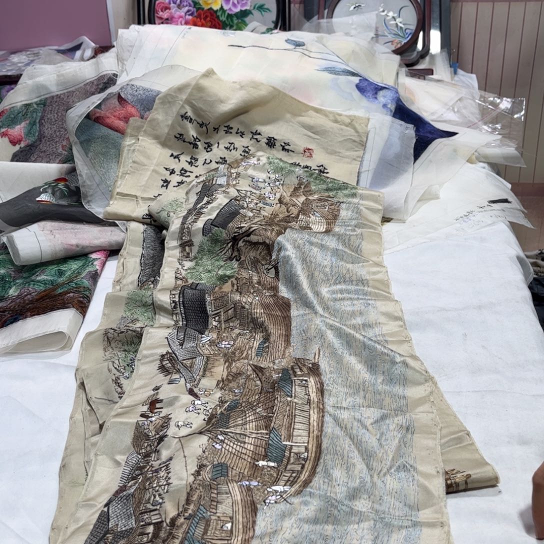 刺绣开*熊清明上河图苏绣！