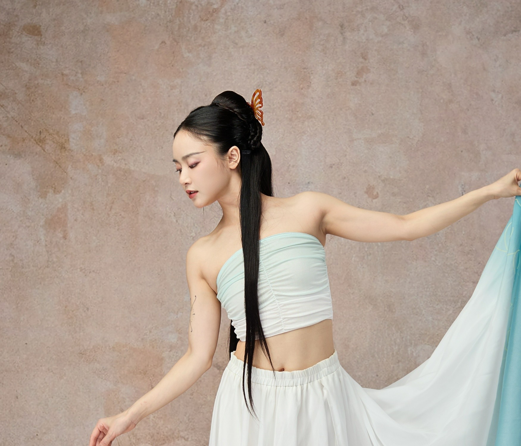 ROUR【渐变抹胸】古风爵士仙气百褶抹胸背心女带胸垫防滑内搭