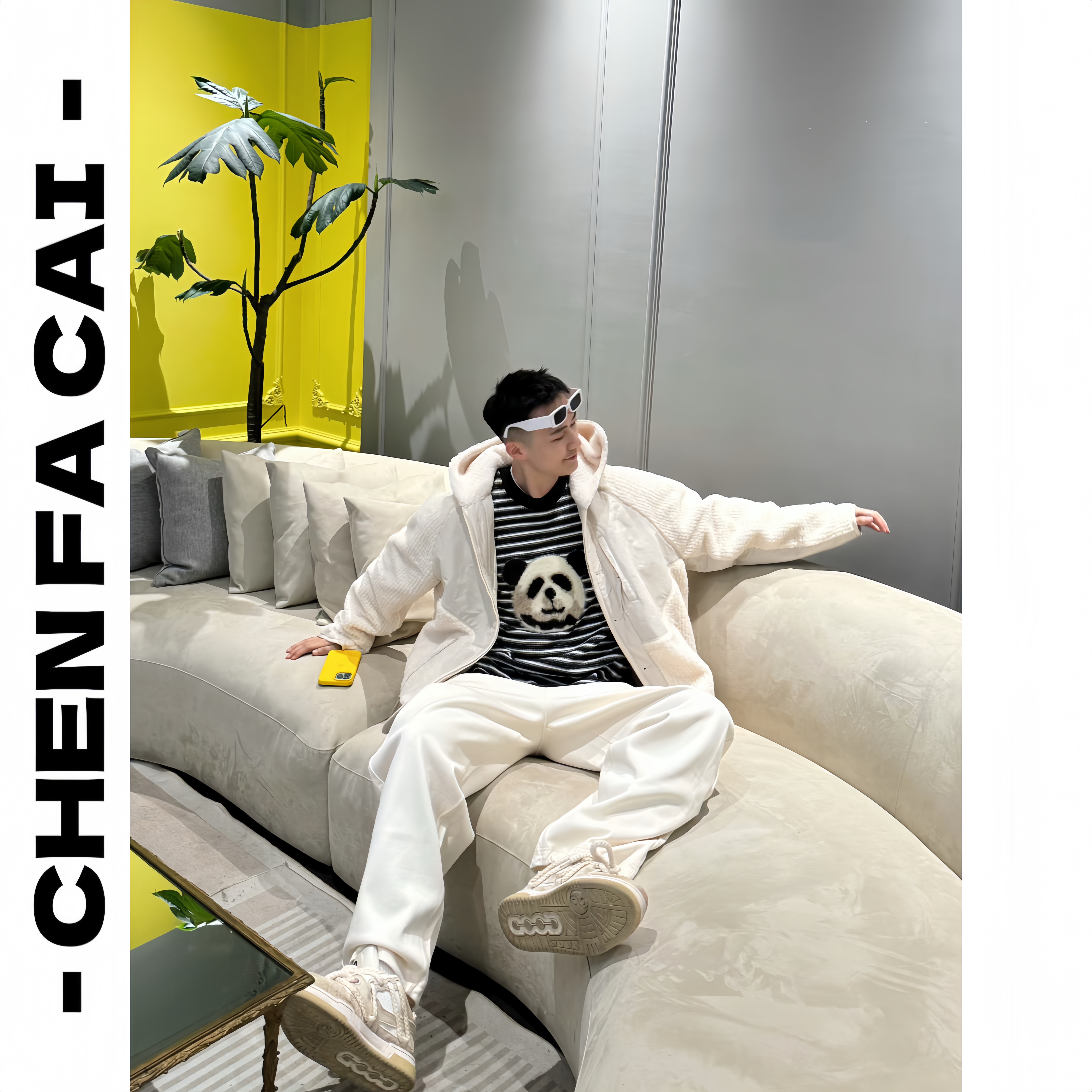 【陈发财】降温必备！三色夹棉连帽拼接小众休闲时尚宽松棉服3504