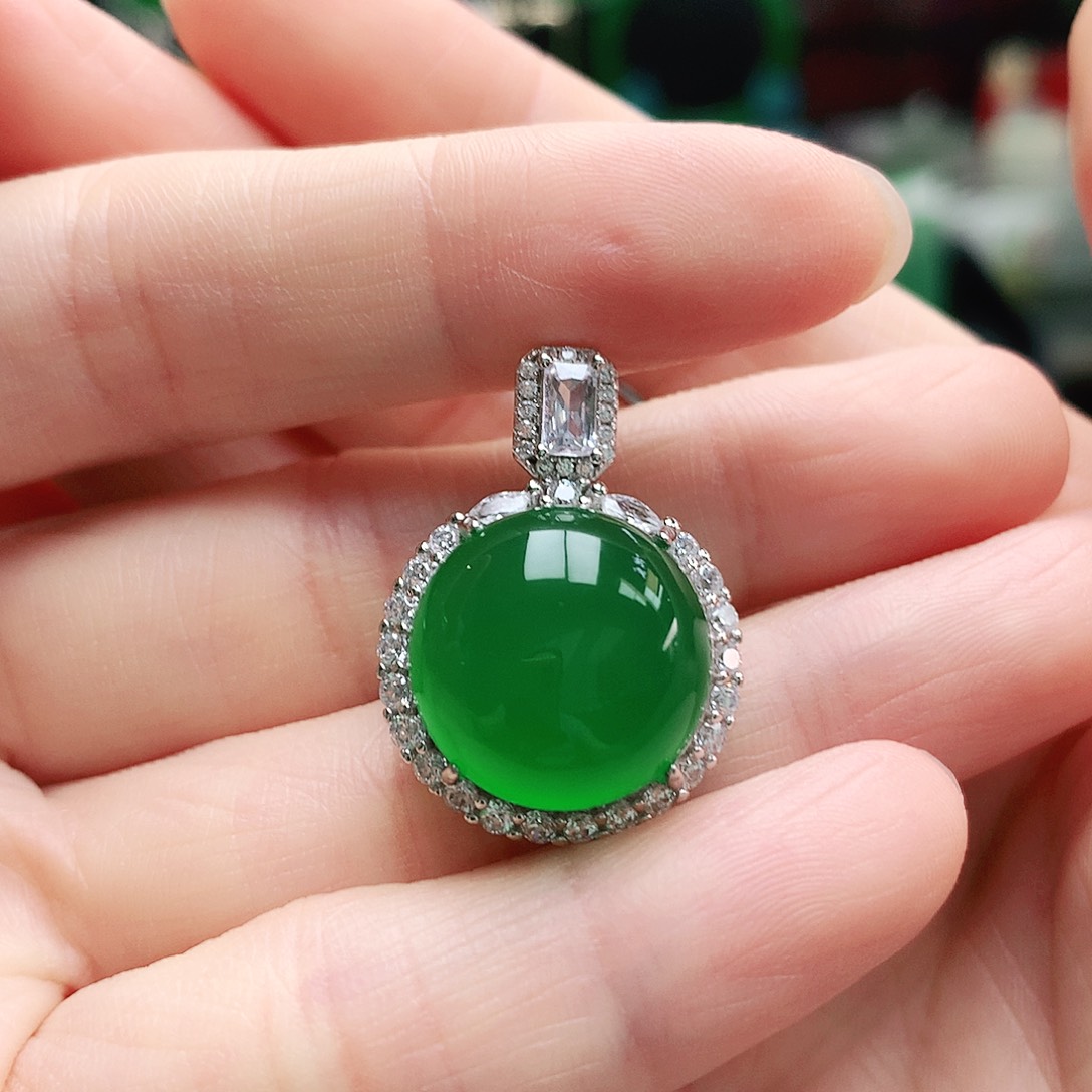 银S925镶嵌吊坠玛瑙/玉髓