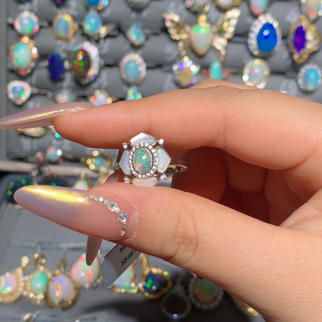 欧泊t欧泊戒指银S925镶嵌