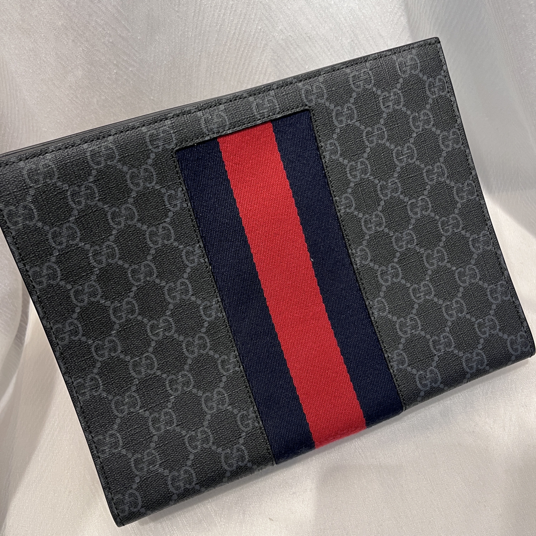 95新 GUCCI/古驰 古驰老花拼帆布手拿包时尚手抓包