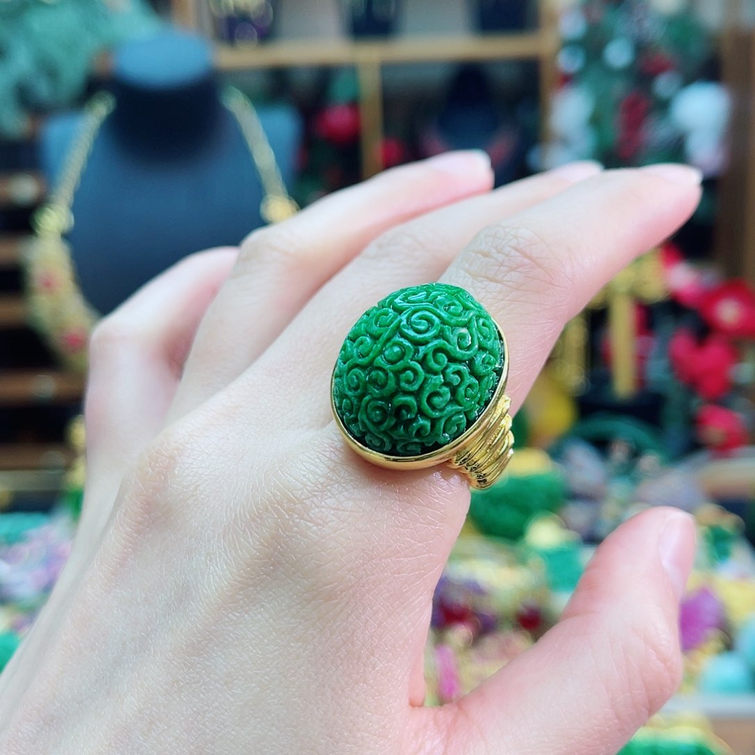 银S925镶嵌戒指翡翠48小时鉴赏期1