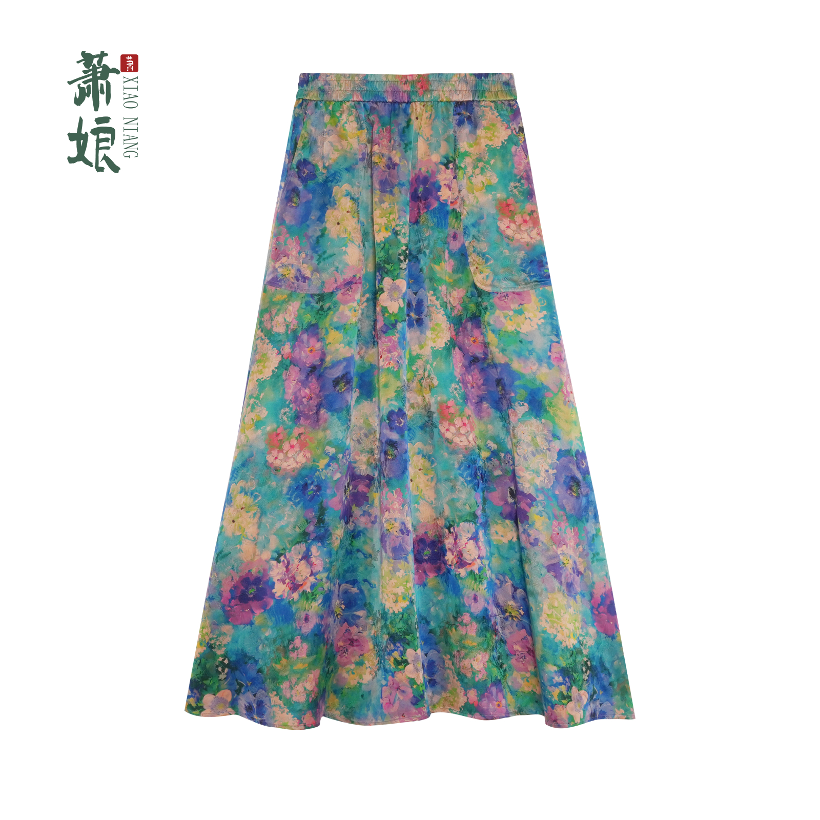 【兰岚】红云纱半身裙休闲桑蚕丝新中式时尚百搭国风女裙1976
