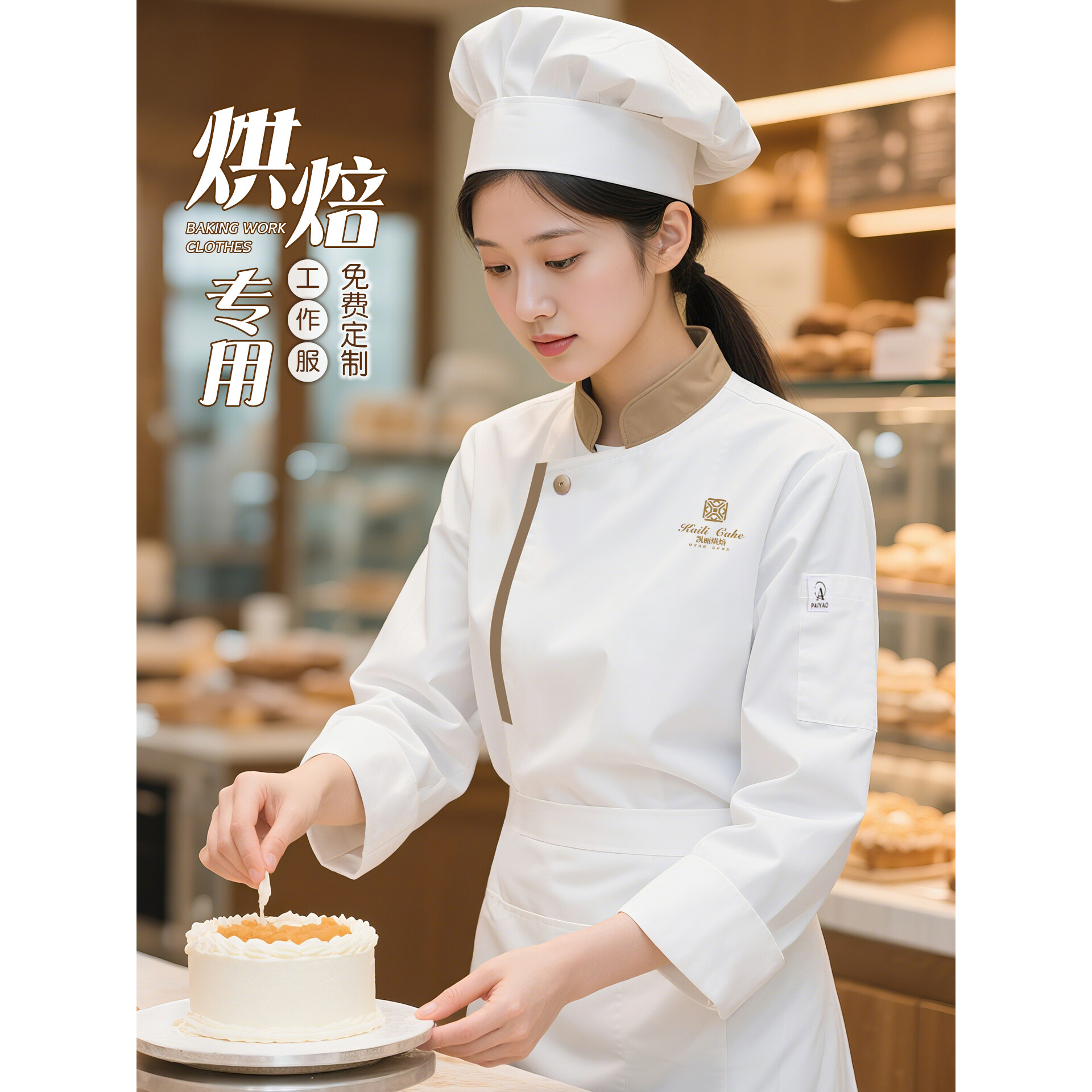 餐饮烘焙工作服西点蛋糕甜品店专用工装定制夏季厨师短袖长袖套装