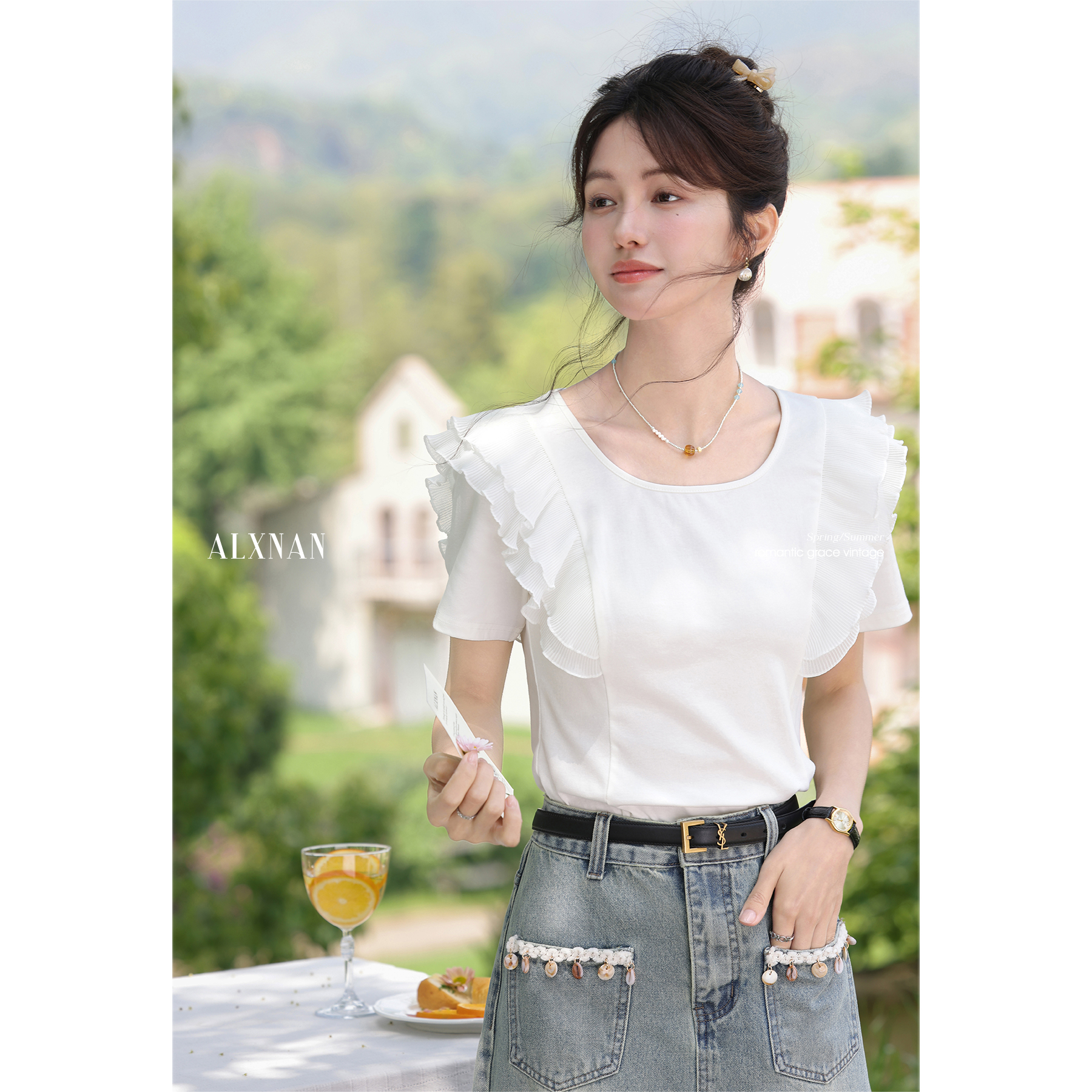 【品牌撤柜款ZB】高级感短袖女t恤衫夏季新小众好看修身上衣L55392