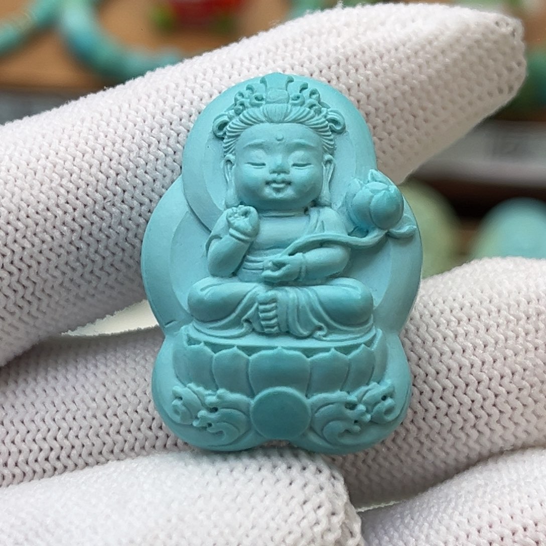 绿松石未镶嵌珠宝奇石大势至