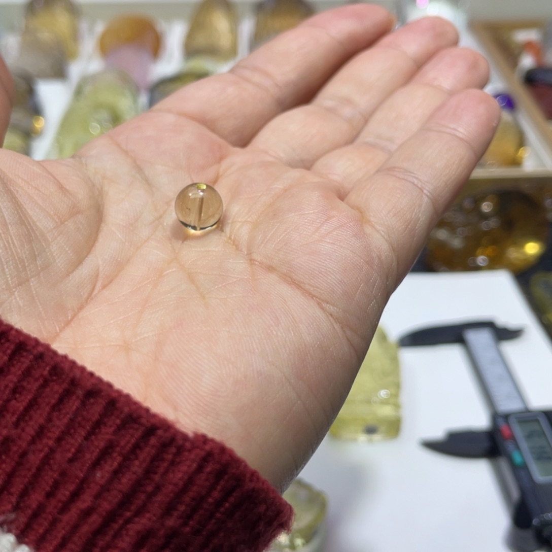 水晶颈饰未镶嵌安*定制黄水晶立体虚空