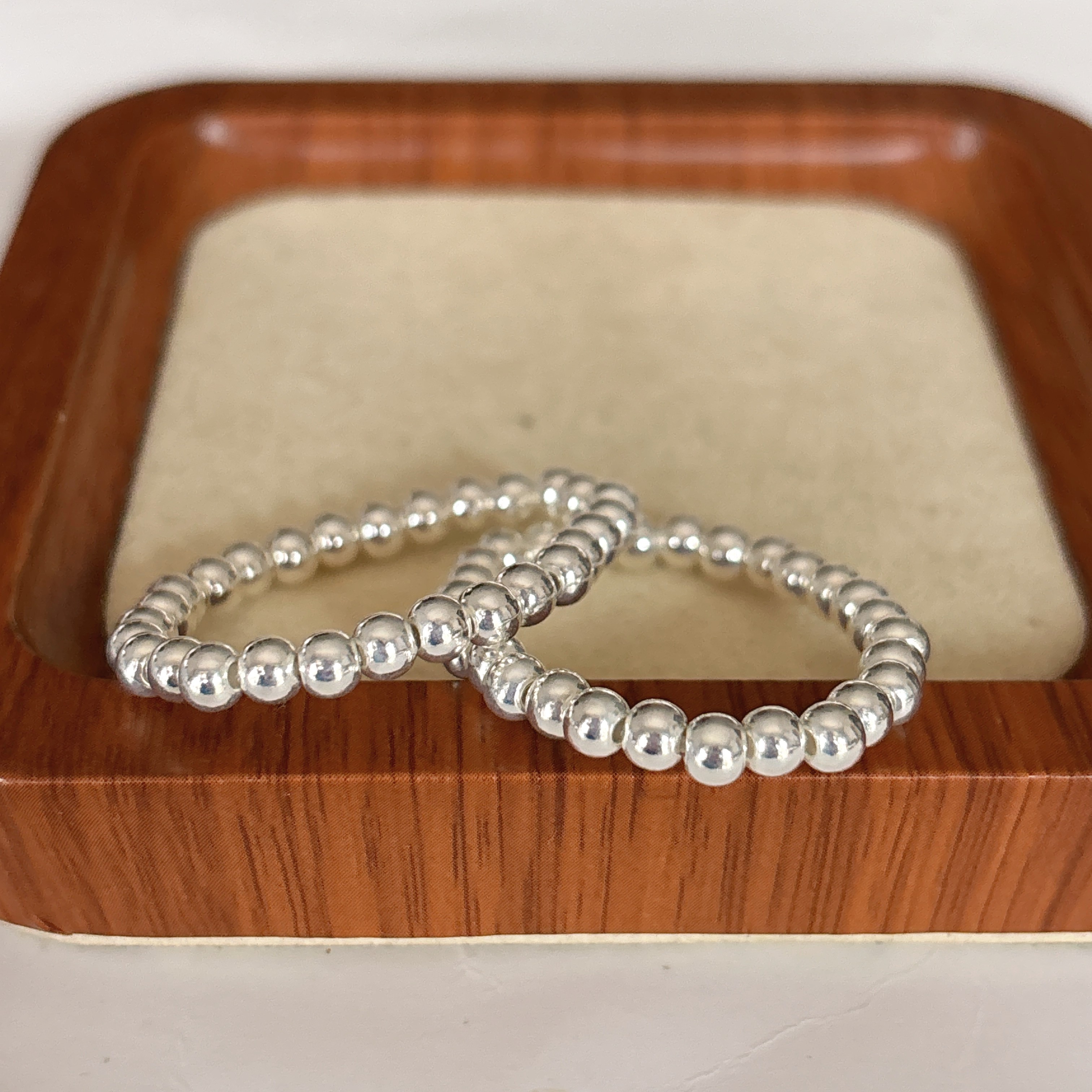 足银手链 假一罚十 足银999宝宝手串 百搭素圈珠珠素款精致