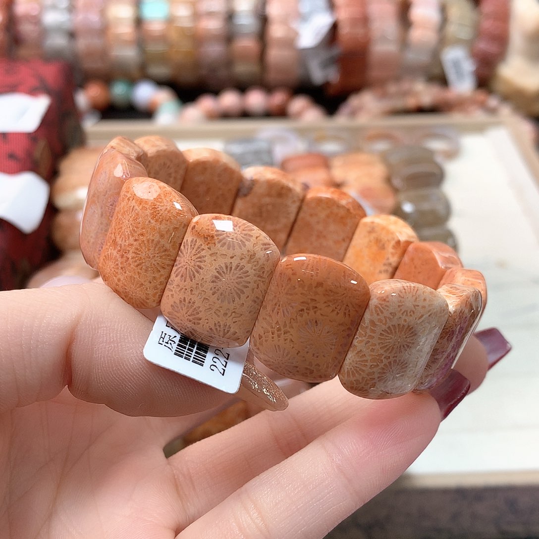 硅化珊瑚（珊瑚玉）手链未镶嵌坚**敢529