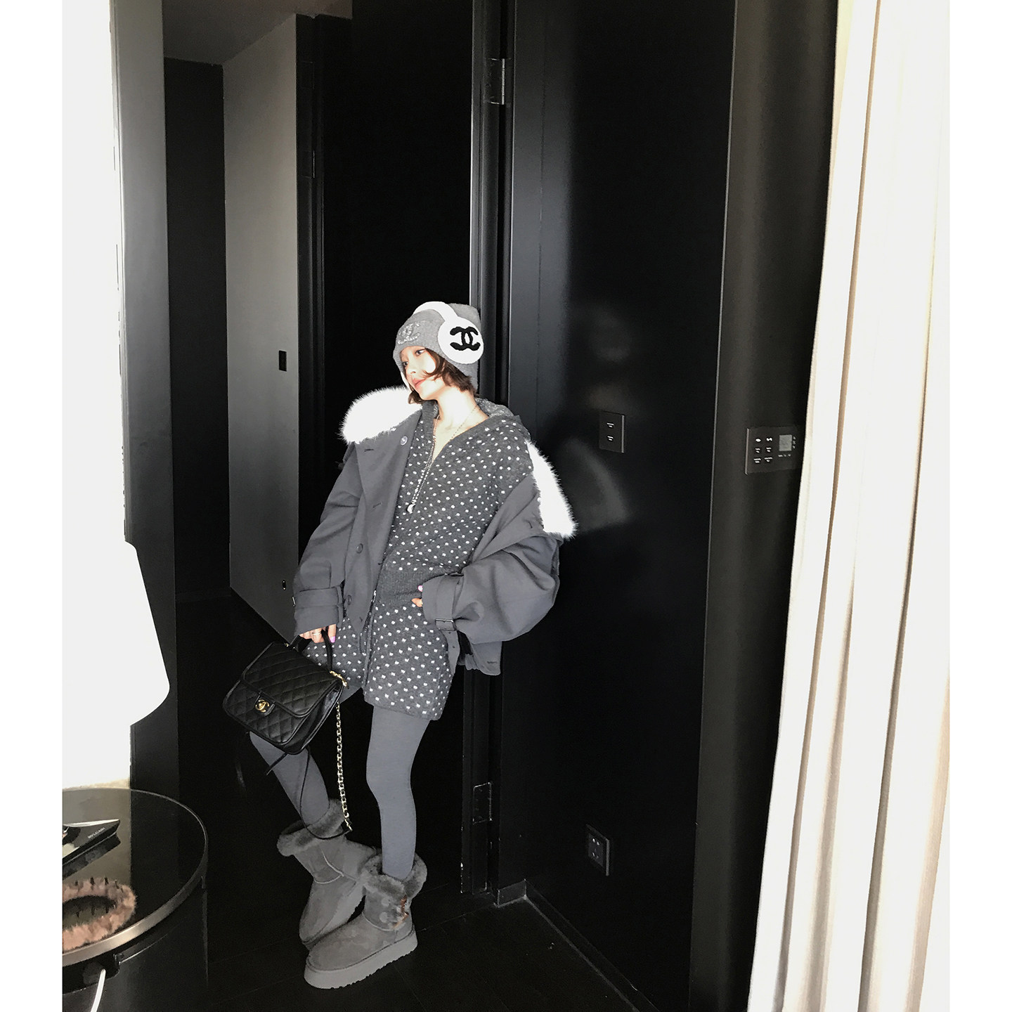 【万搭舒适区】波点连帽毛衣+短裤套装4715