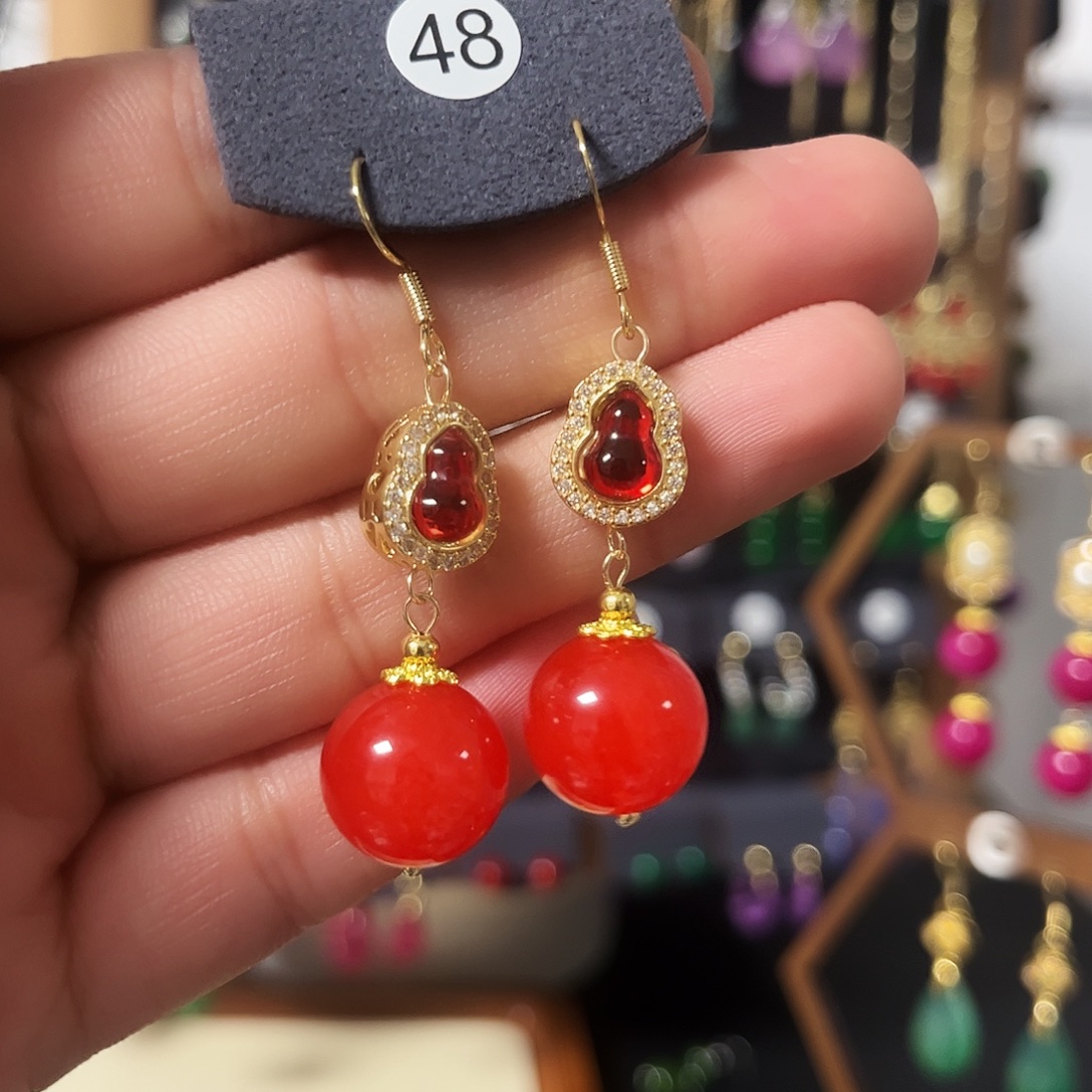 锆石纯铜925银耳饰