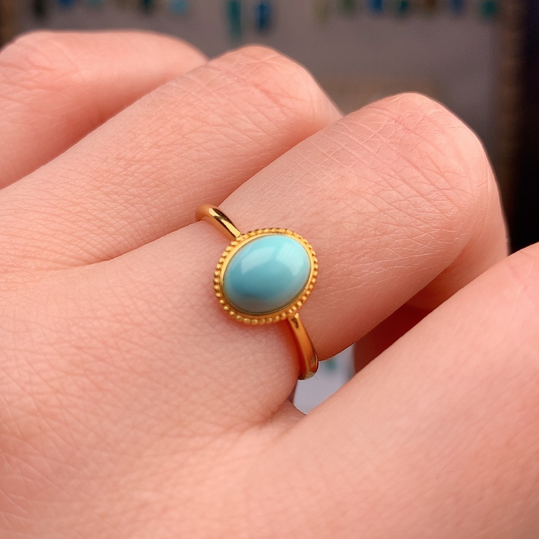 绿松石银S925镶嵌戒指