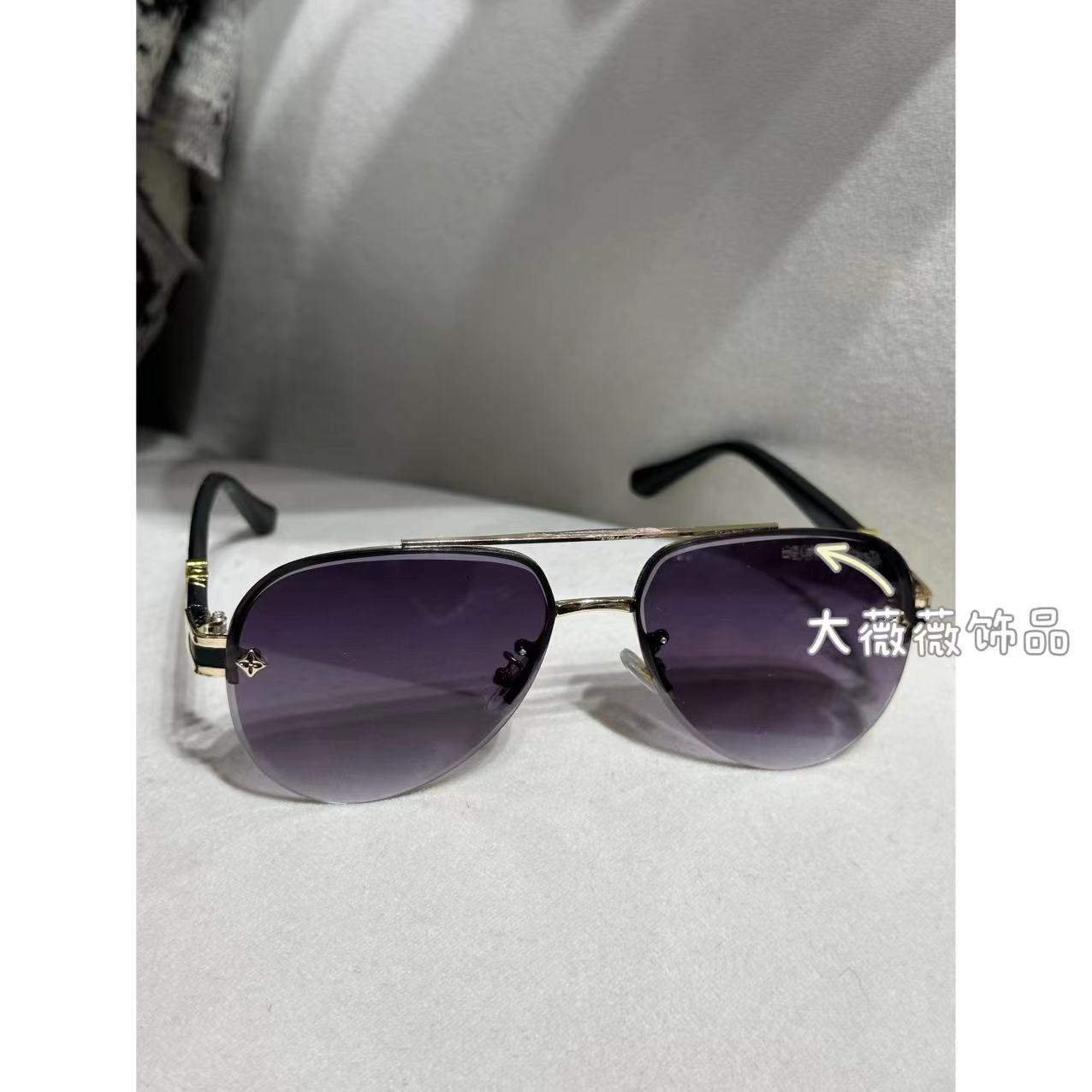 金属椭圆半框太阳眼镜-38387