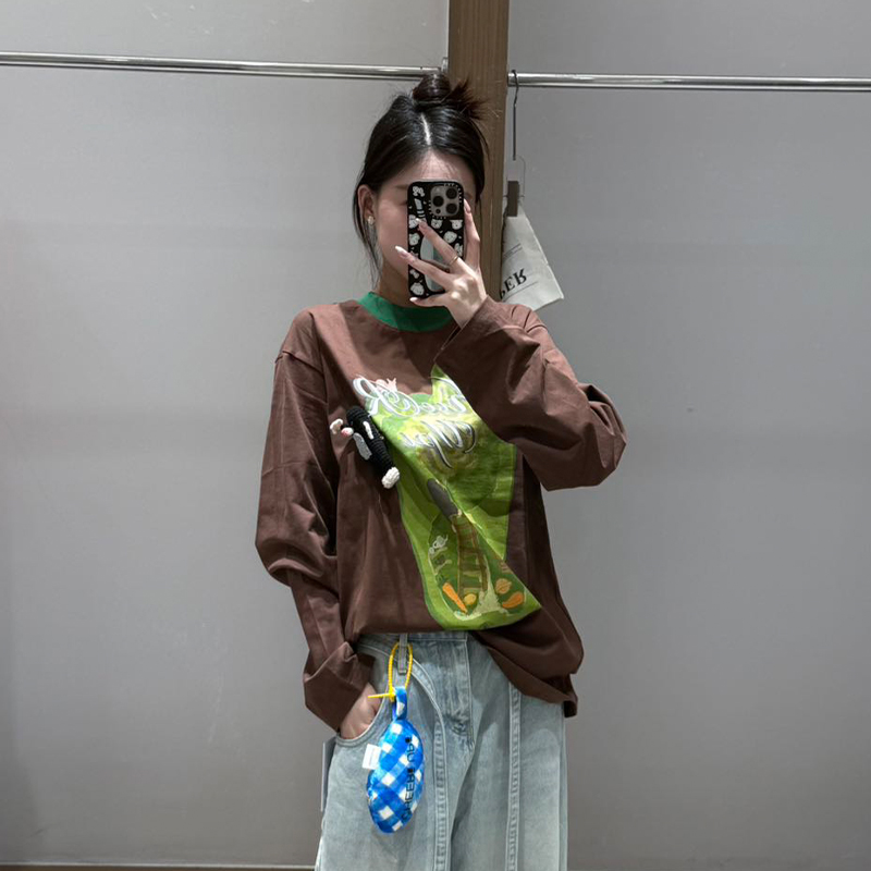 【现货】cheeriupi设计师新款25秋季鼹鼠的青椒屋长袖T恤春秋宽松