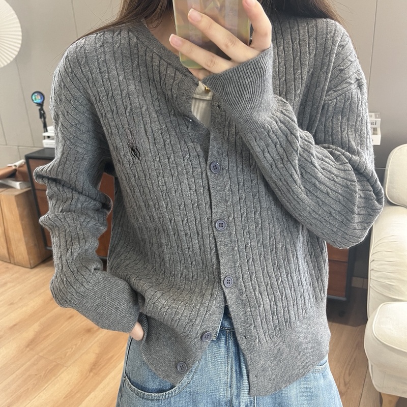 大码女装81130早秋彩色针织衫百搭开衫女毛衣短外套外搭长袖上衣