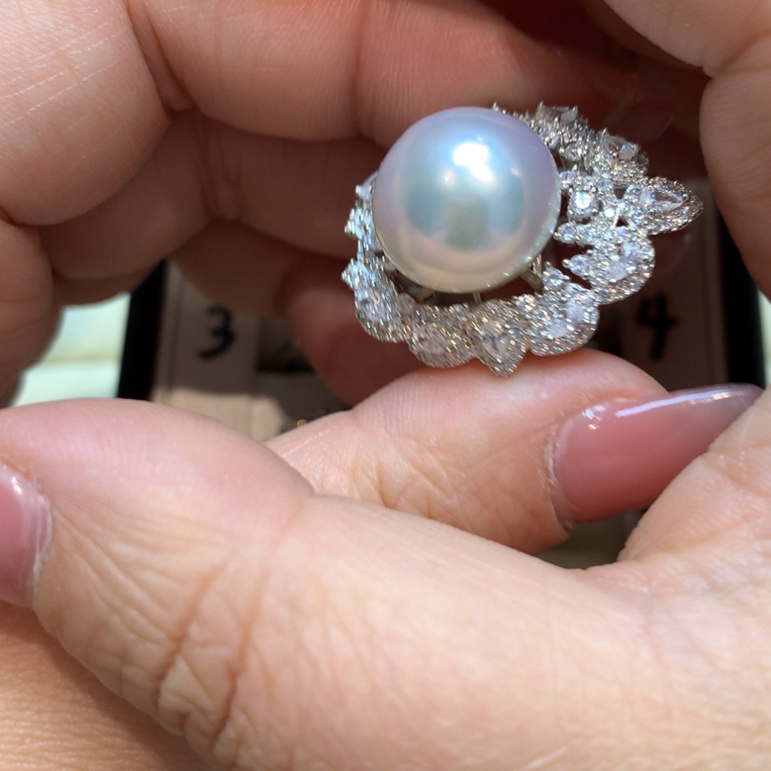 海水珍珠戒指银S925镶嵌