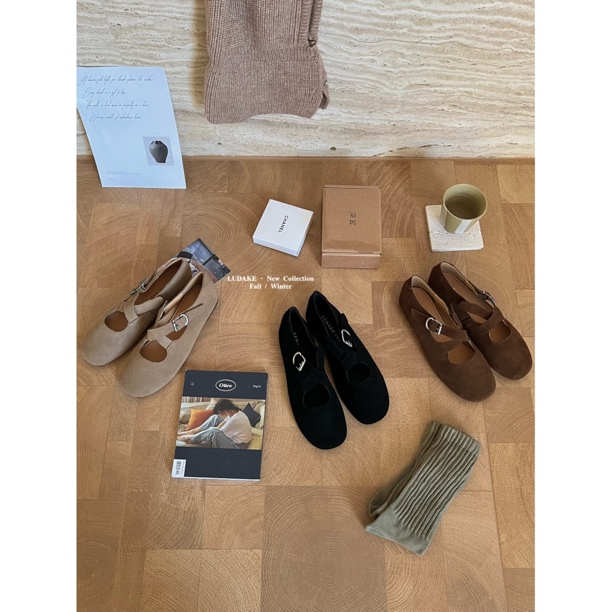 爱唯依（F）-松弛柔软 交叉扣带真皮玛丽珍单鞋（XZC1900#）爱唯依