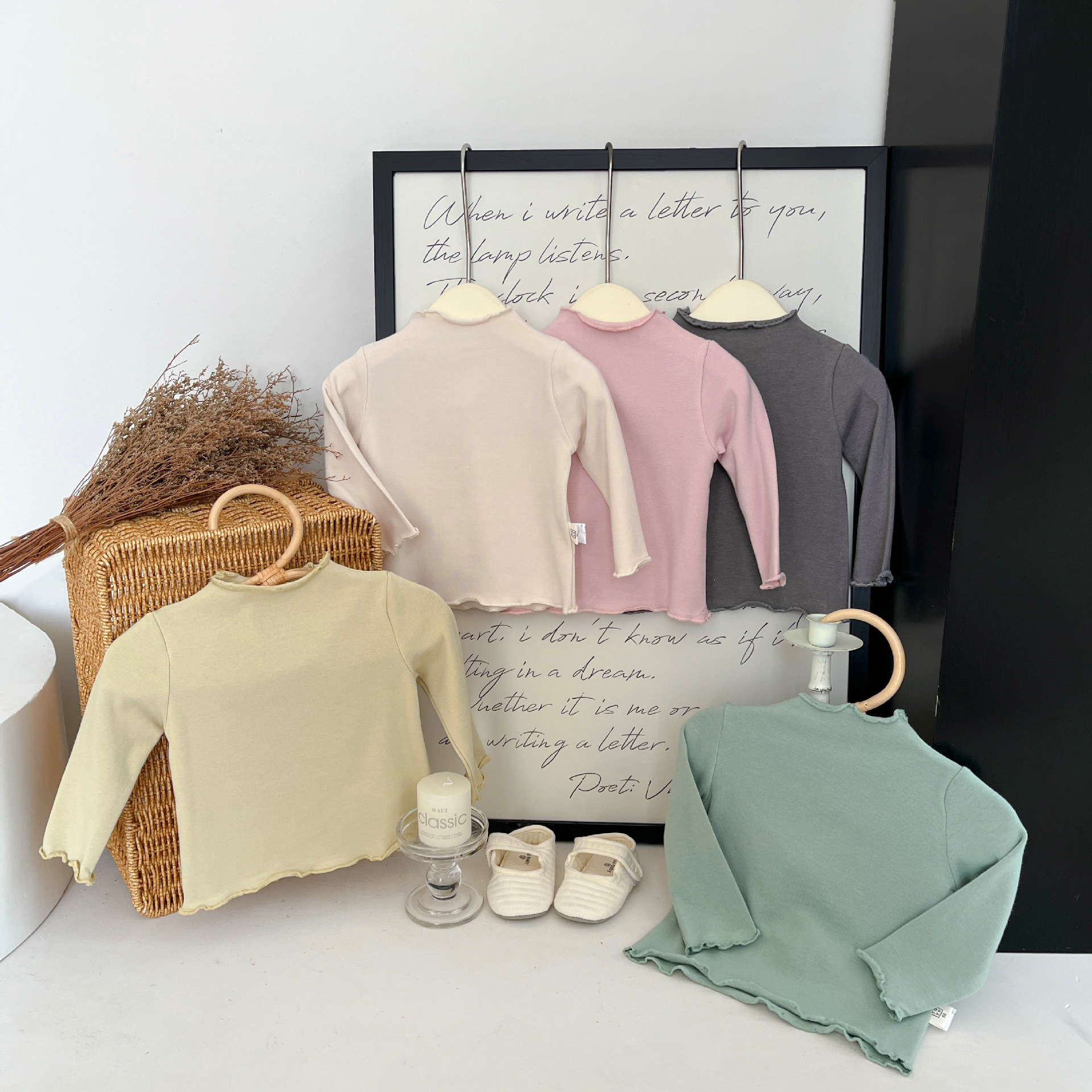 韩版秋季宝宝纯色软糯打底衫可爱小女孩秋衣女童长袖百搭T恤上衣.