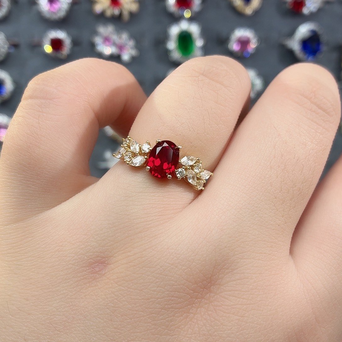 925银培育鸽血红色宝石