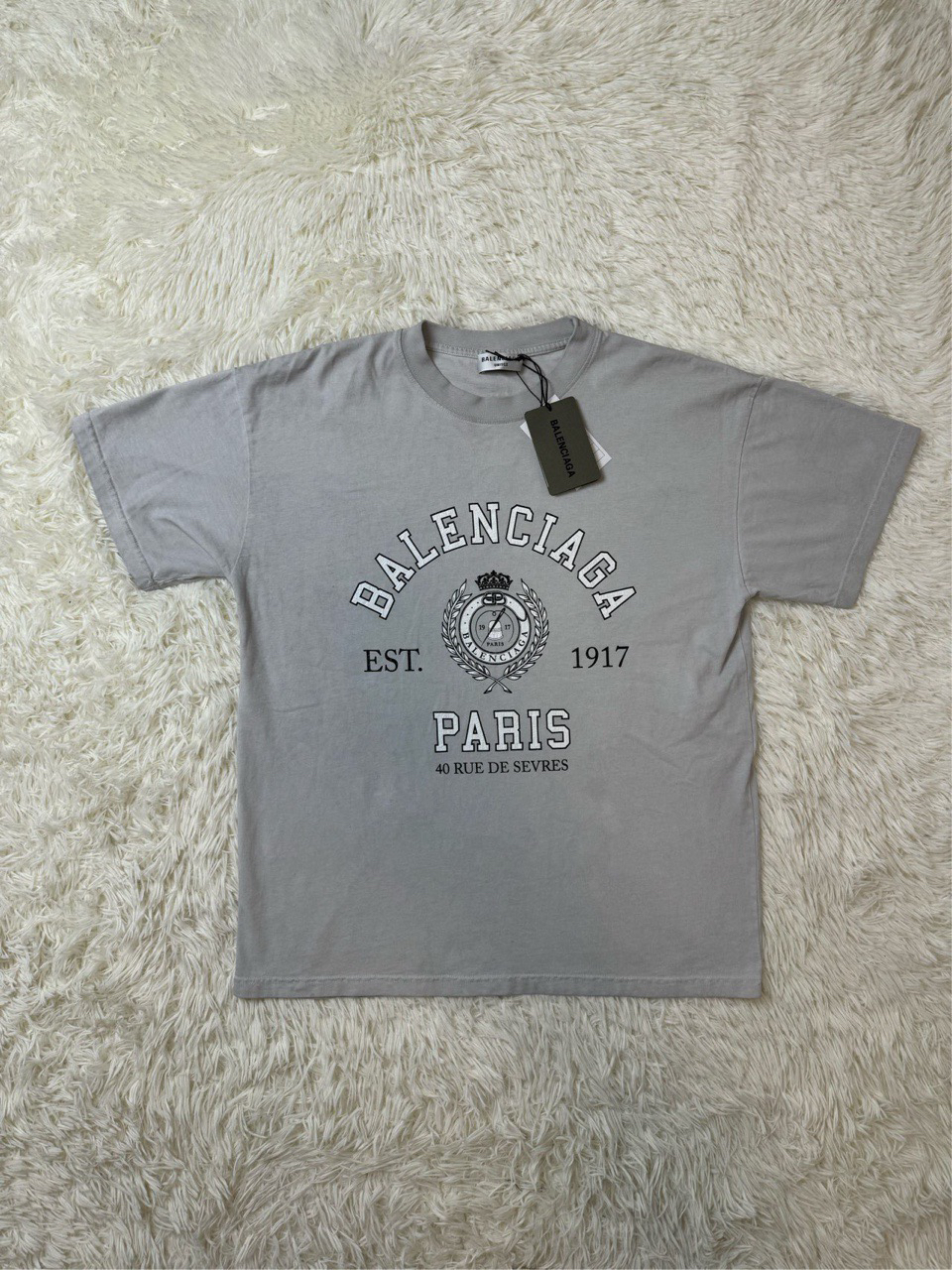 99新 Balenciaga/巴黎世家 麦穗字母复古做旧 短袖/M码/全新带吊