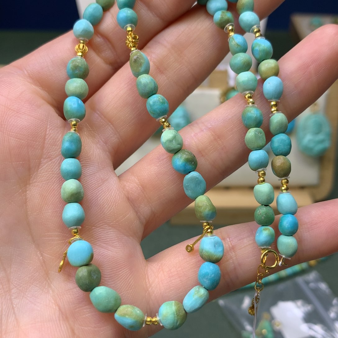 绿松石项链18K金镶嵌