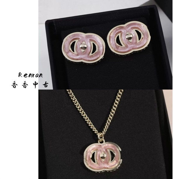 铜合金亚克力耳饰 【124耳钉】【128项链】25B粉色亚克力树脂