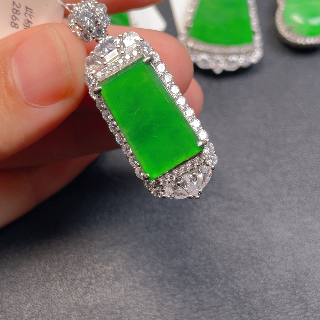 翡翠银S925镶嵌吊坠(不含链)