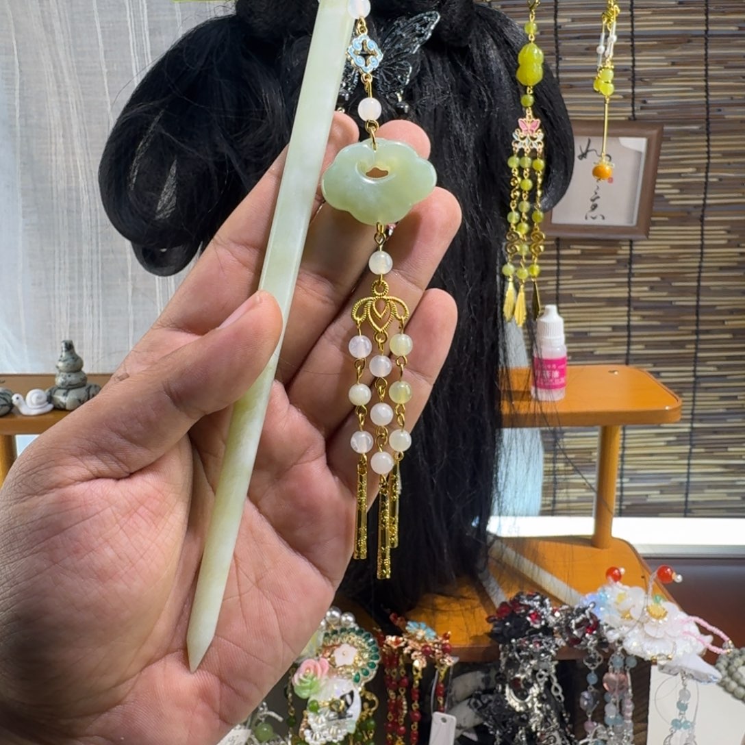 蛇纹石玉合金发饰