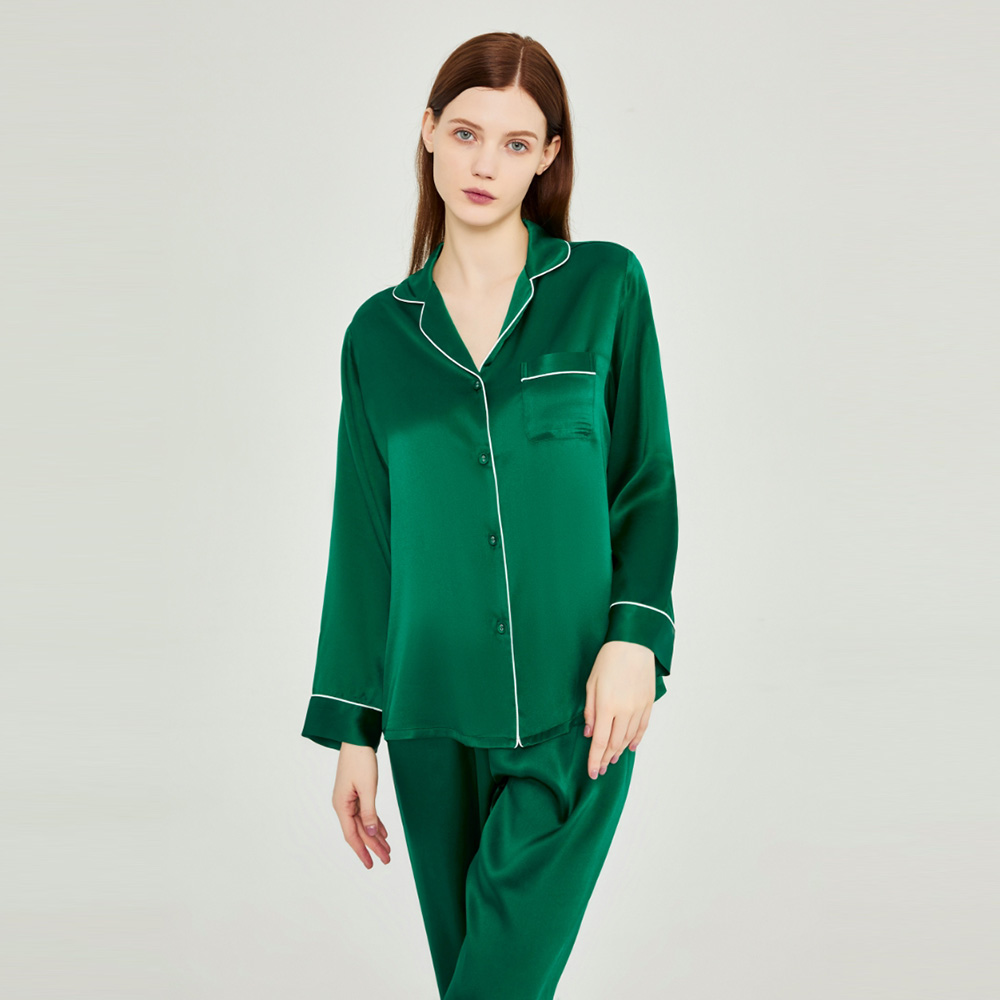 西湖丝韵【特惠浮力-长袖女】大码真丝高级感桑蚕丝家居服睡衣