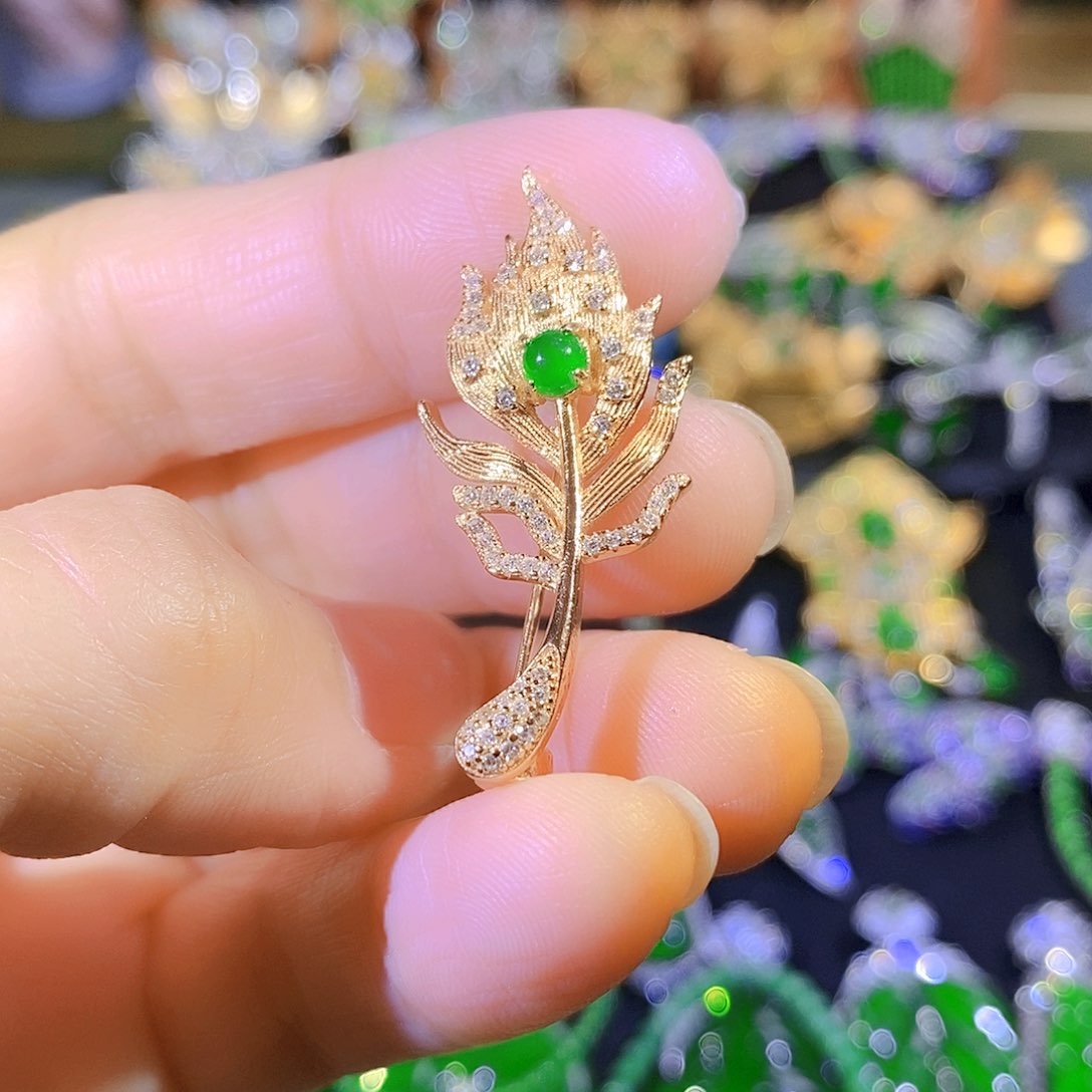 吊坠(不含链)银S925镶嵌翡翠