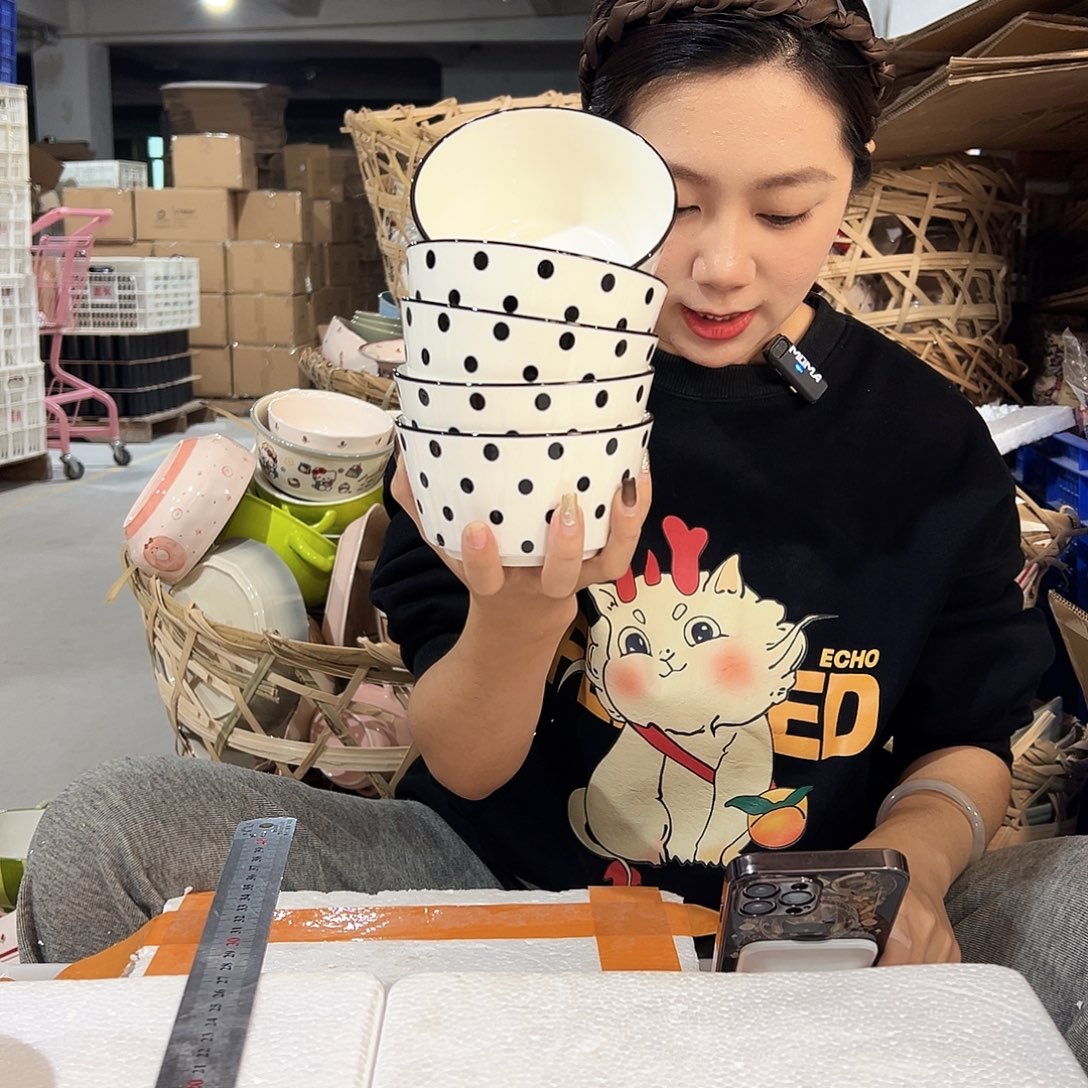摆件潮州陶瓷工厂微瑕4.5寸6个
