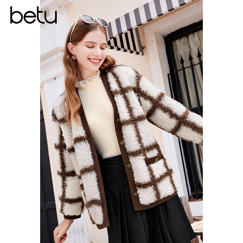 【籽言甄选】Betu/百图小香风格子宽松短外套2311T74