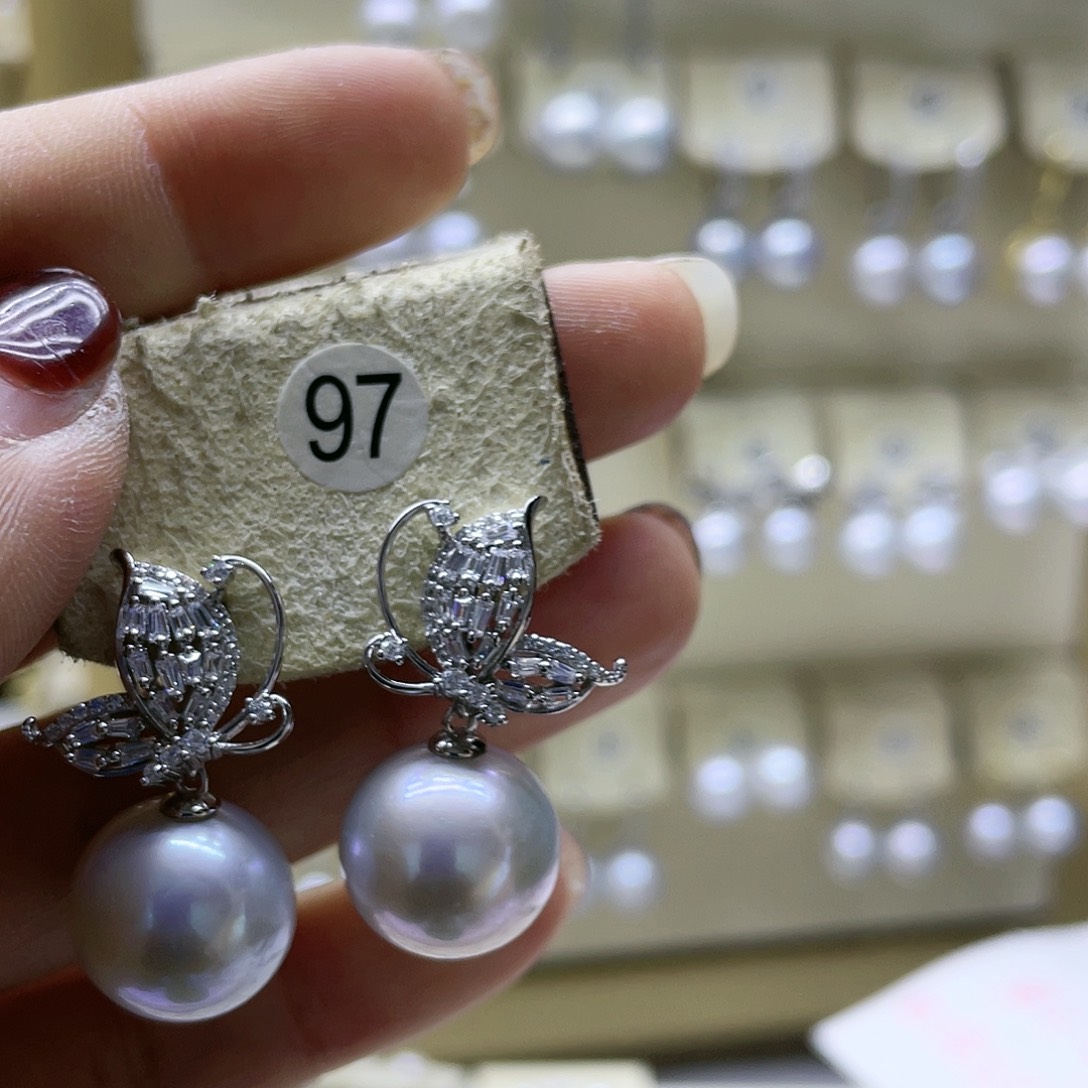 淡水珍珠耳饰银S925镶嵌
