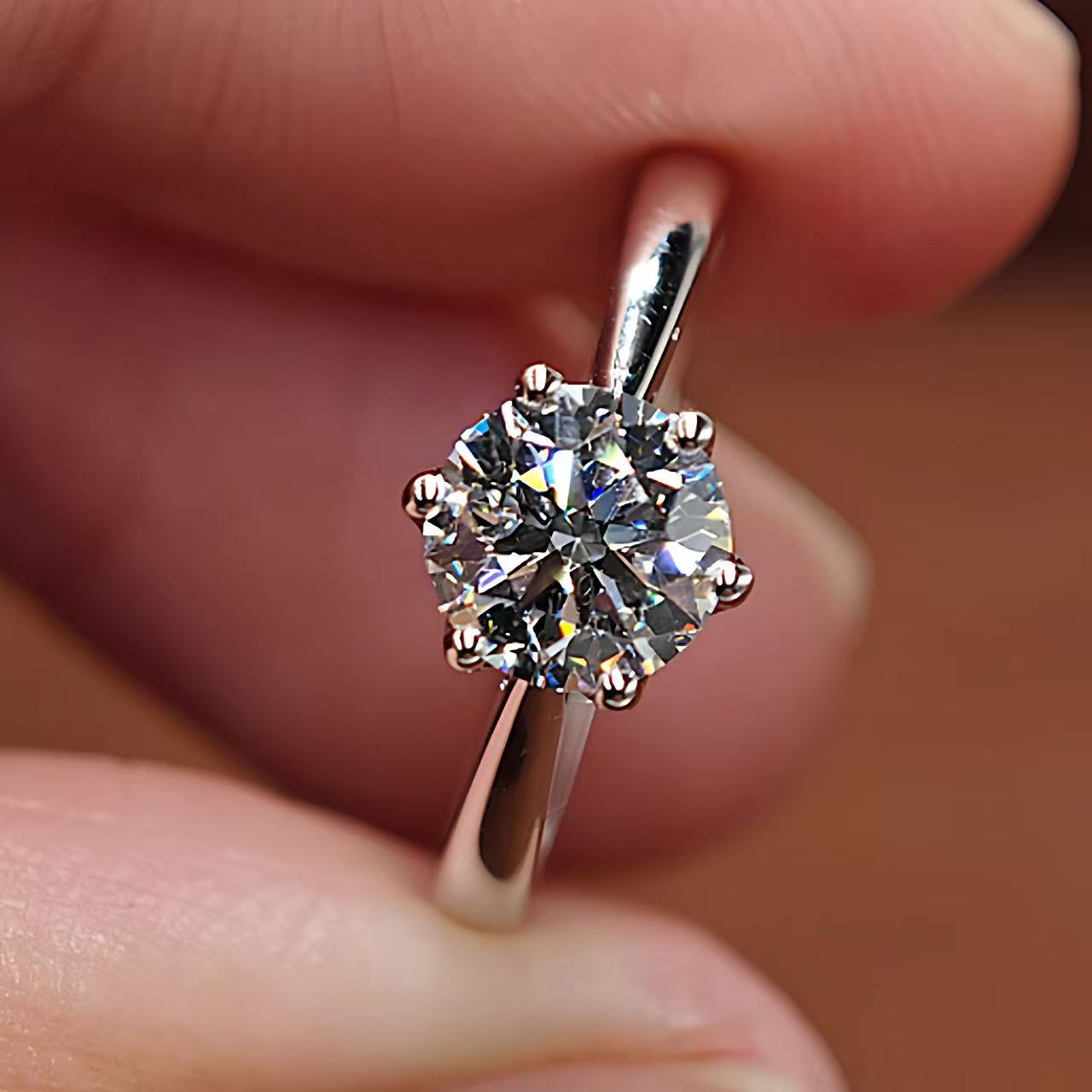 925银莫桑石银制品 【周家六爪】女士结婚订婚潮流时尚女款轻奢经典