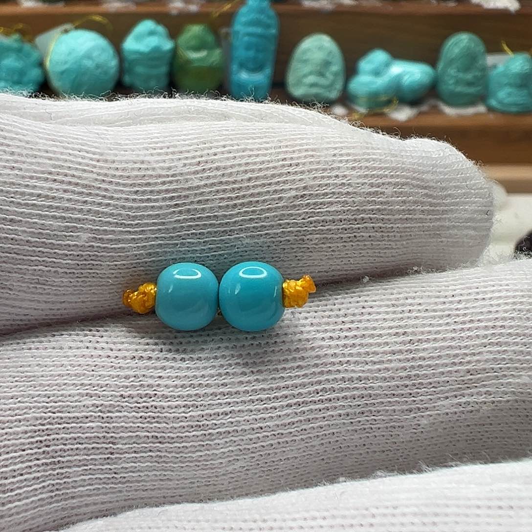 绿松石老型对珠 未镶嵌