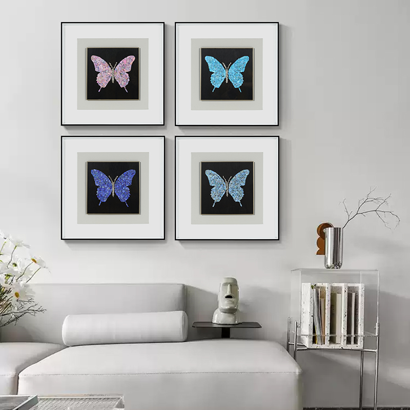 忒派蝴蝶天然贝壳立体艺术装饰画轻奢现代客餐厅挂画入户玄关壁饰