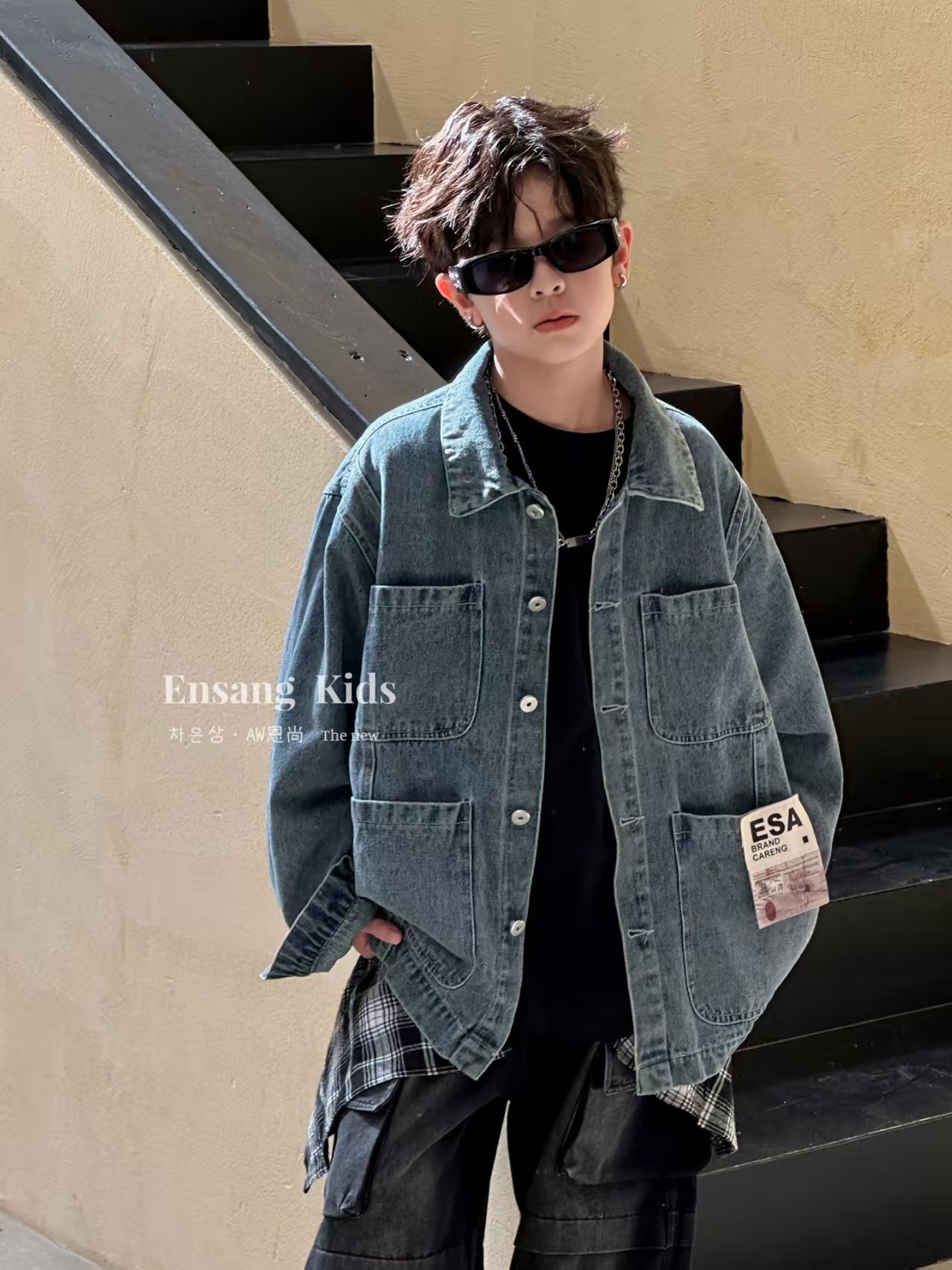潮流洋气男牛仔衬衫长袖牛仔衬衫韩版时尚