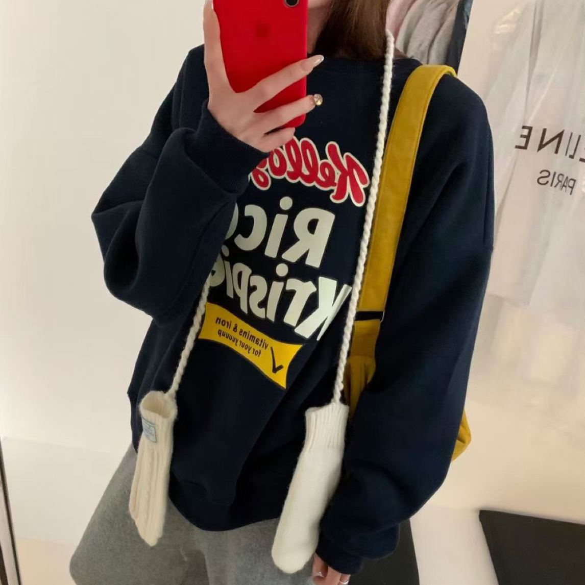 美式复古字母加绒加厚圆领卫衣女2025冬款宽松遮肉休闲大版上衣潮