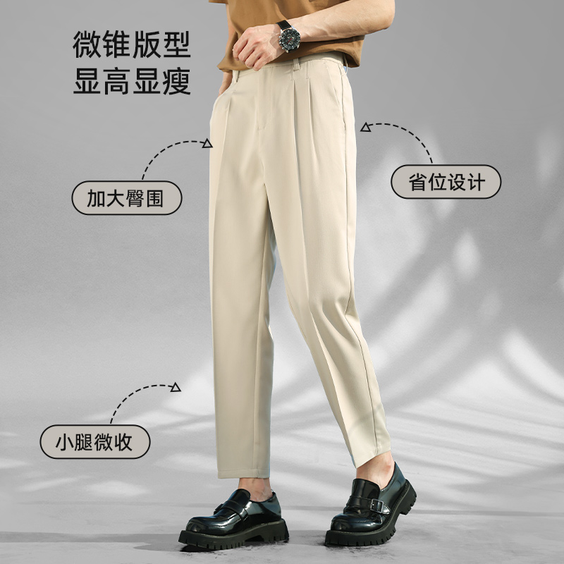 5802025春夏休闲松紧腰小西裤免烫男休闲裤男士显瘦商务薄款夏季