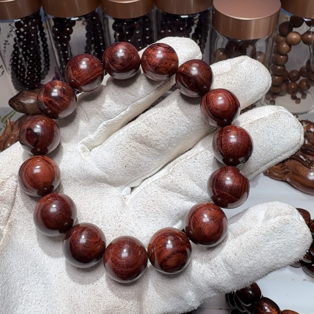 黄花梨/降香黄檀手串/手链海南黄花梨精工1.5紫红褐色老油梨