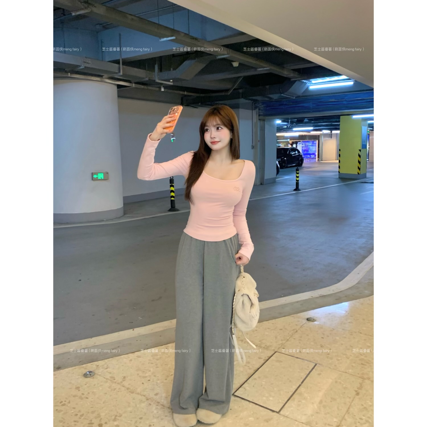 萌面侠芝士现货【轻氧松弛裤】秋冬慵懒感高腰磨毛休闲裤长裤6712