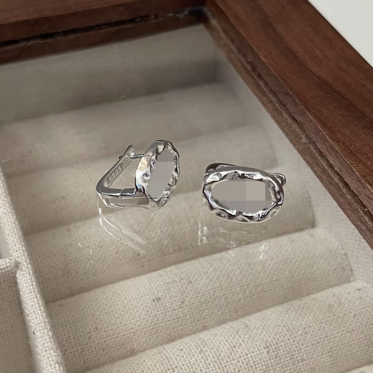 925银耳饰 韩系简约个性INS风气质耳饰博主同款-肌理感猪鼻耳扣