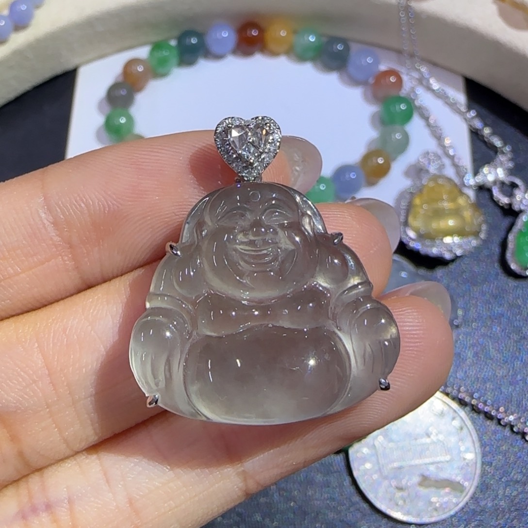 翡翠18K金镶嵌颈饰