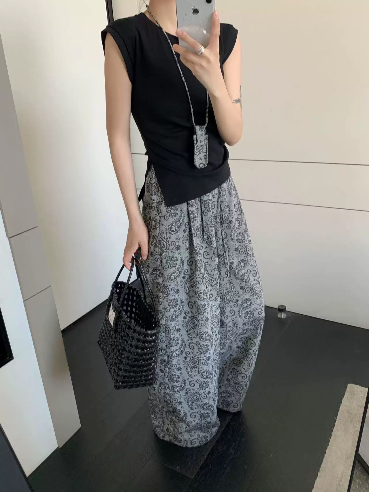 主播推荐显瘦高级感提花立瘦高腰提花阔腿裤女夏季薄款民族风978