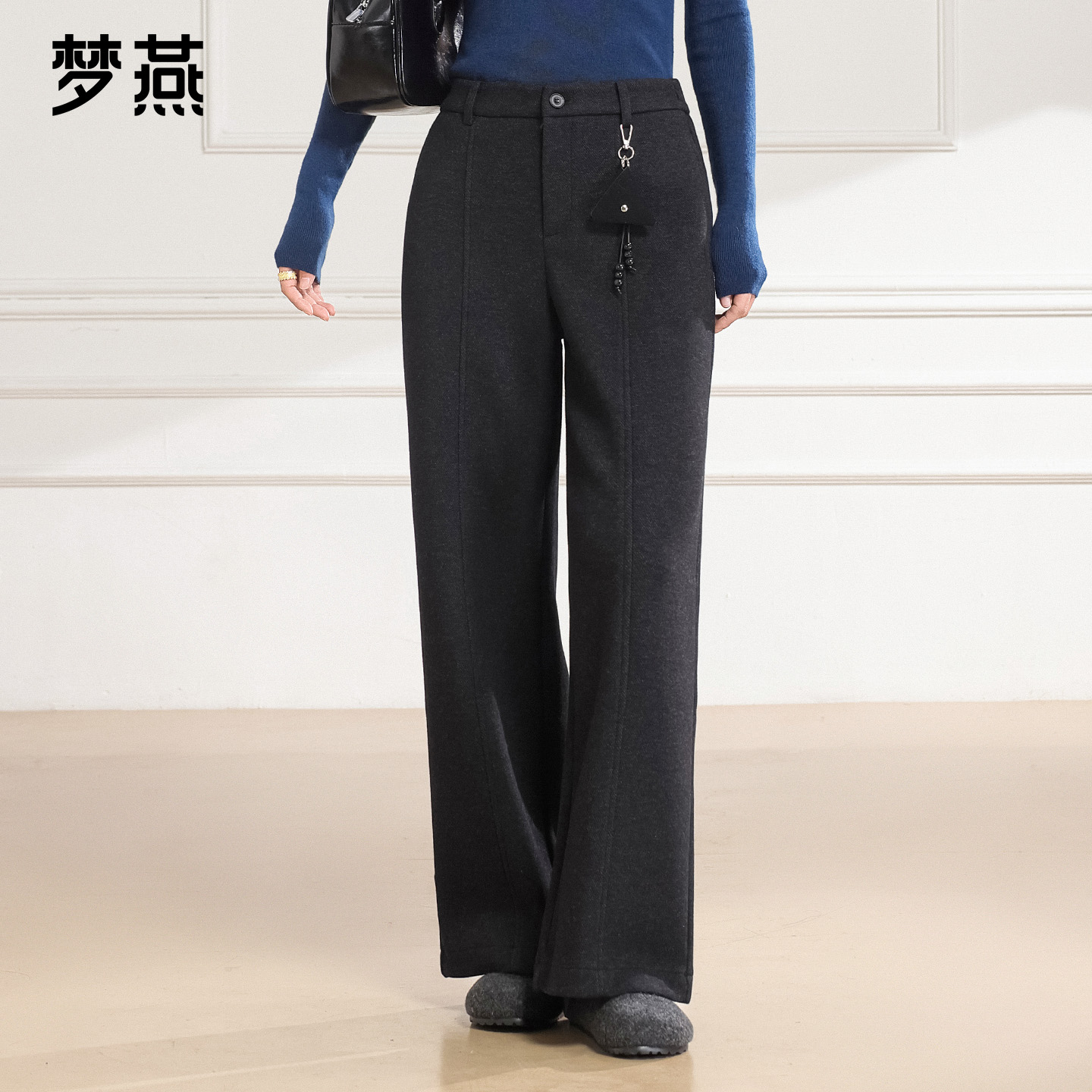 梦燕秋冬女款垂感有型舒适保暖显高显瘦面料阔腿长裤5CD06B5052Y